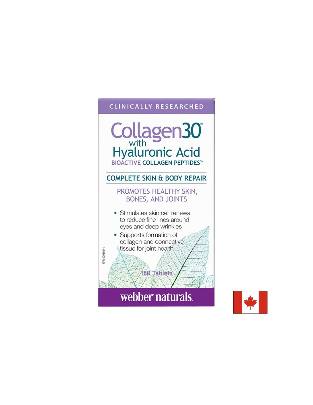 Collagen30® hialuronsavval/Kollagén (bioaktív kollagén peptidek) hialuronsavval, 180 tabletta <tc>Webber Naturals</tc>