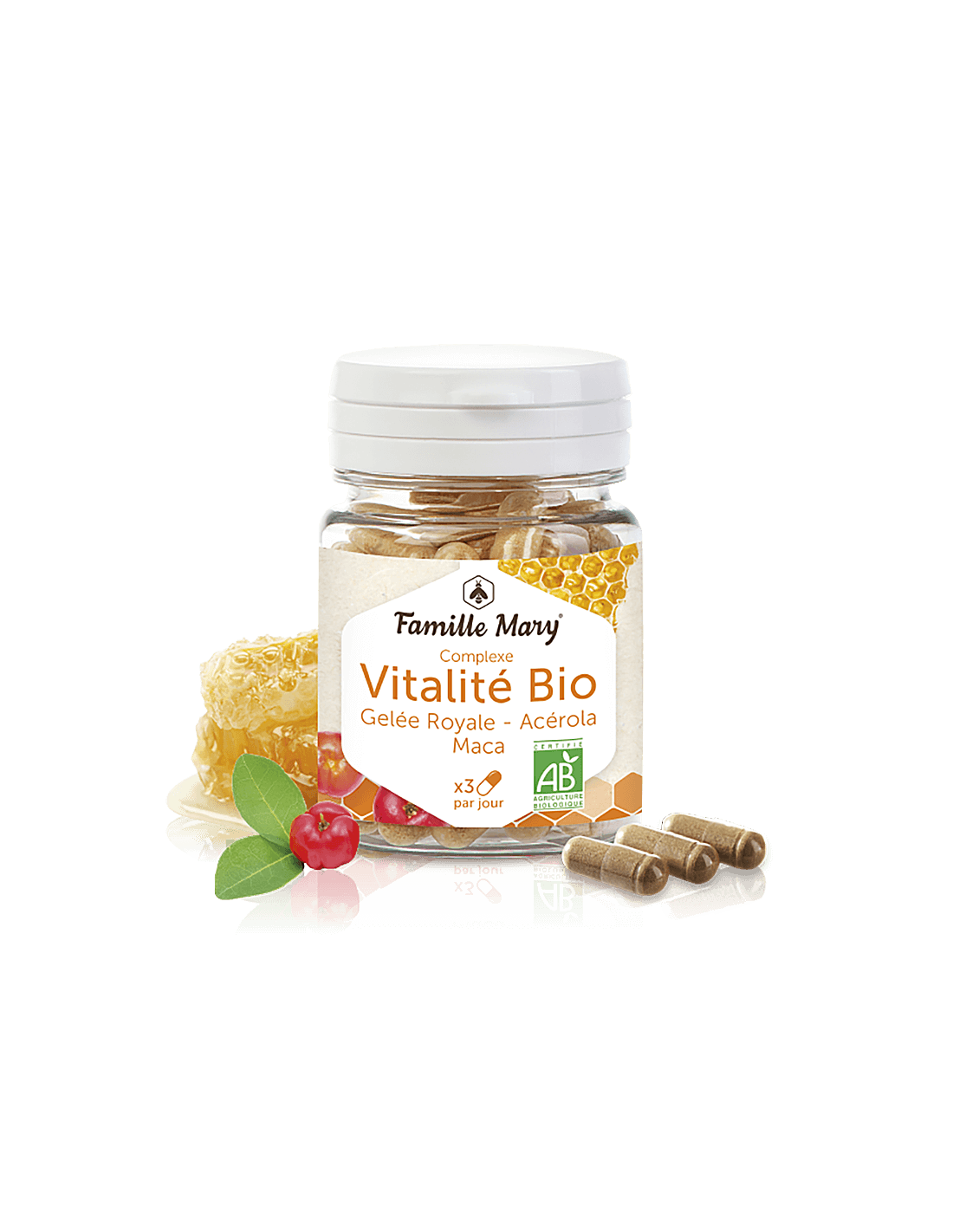 Vitalitás és energia - Bio vital komplex macával, méhpempővel és acerolával - Complexe vitalite Bio, 60 kapszula