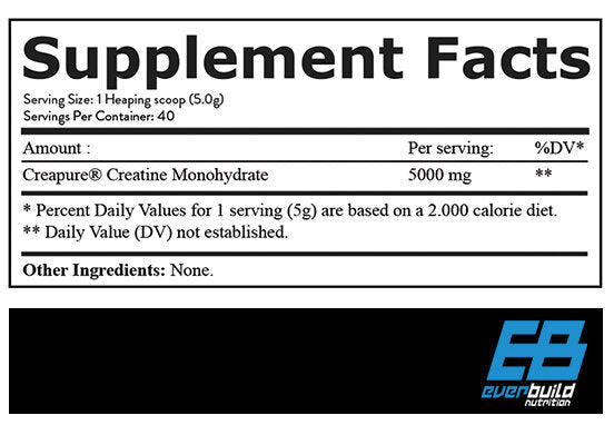 Creapure® kreatin-monohidrát 5000 mg (200 gramm, 40 adag)