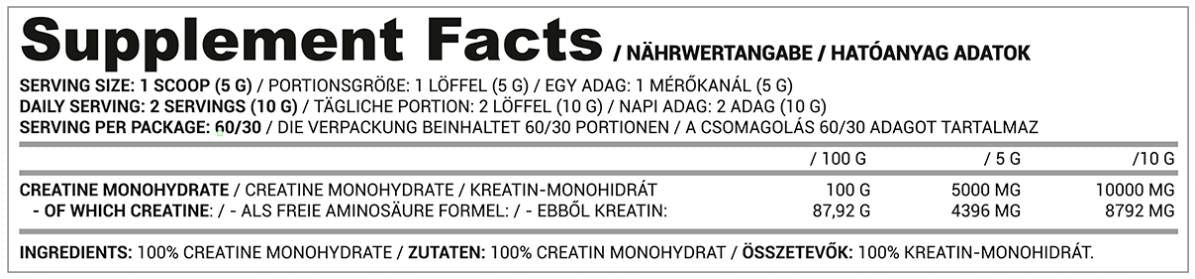 Kreatin-monohidrát por - 300 gramm