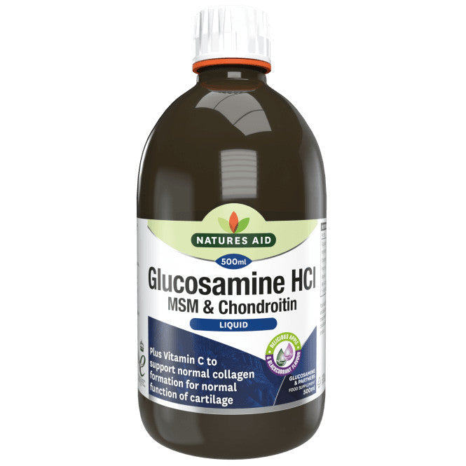 Koncentrált folyékony formula az egészséges ízületekért glükózaminnal, MSM-mel és kondroitinnal (glükózamin, MSM & Kondroitin folyadék) 500ml NaturesAid