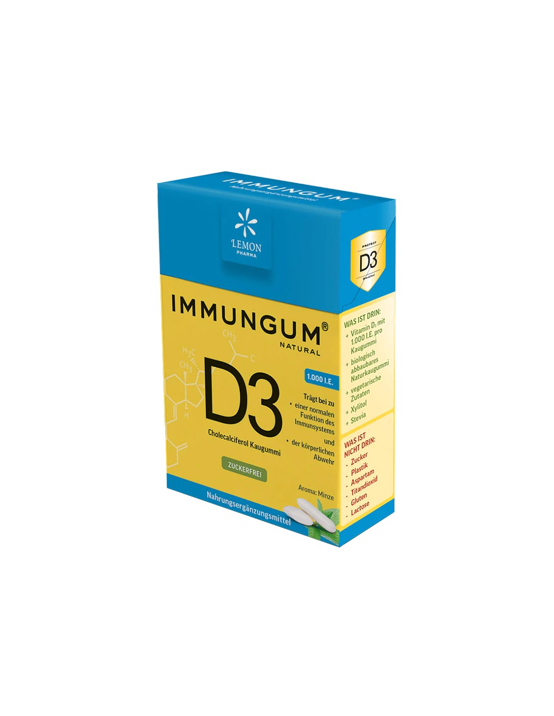 D3-vitaminos rágógumi menta ízzel - Immungum, 20 db <tc>Lemon Pharma</tc>