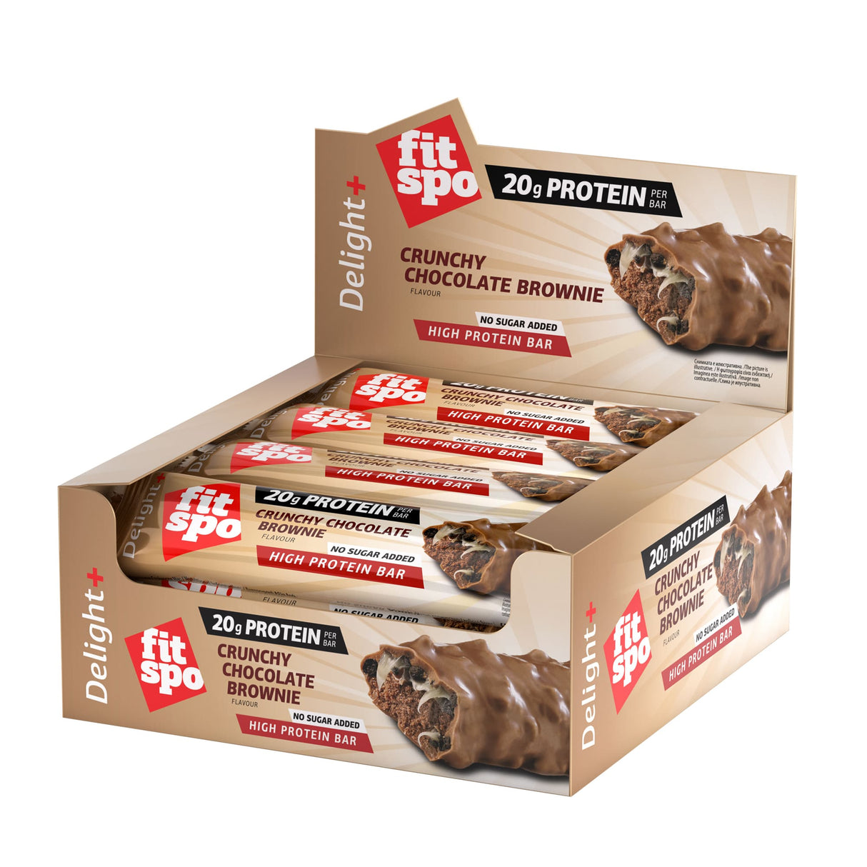 Delight+ Crunchy Protein Bar Chocolate Brownie - 12 x 60 gramm