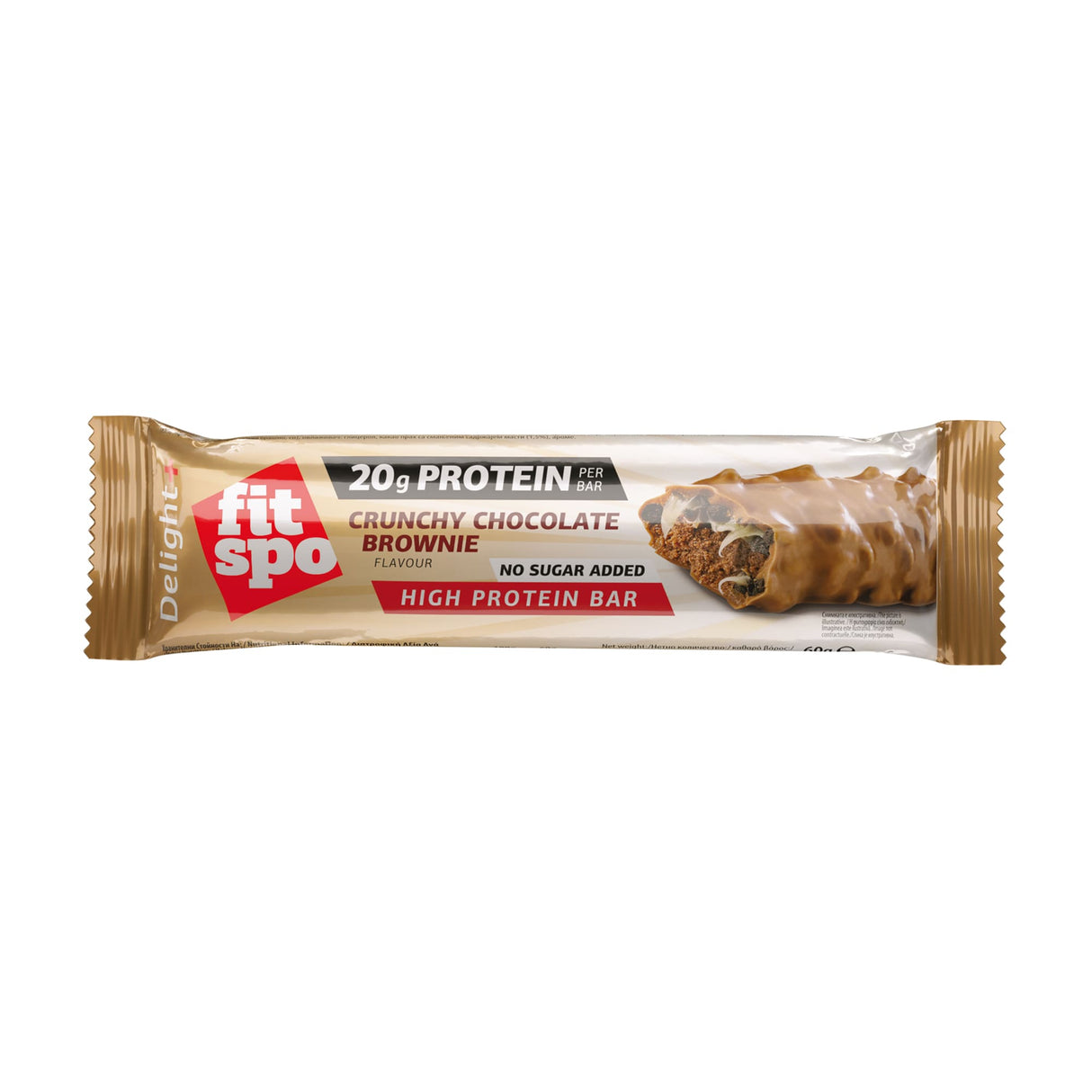 Delight+ Crunchy Protein Bar Chocolate Brownie - 60 gramm