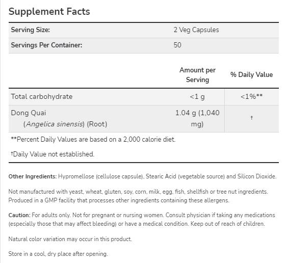 Dong Quai 520 mg - 100 kapszula