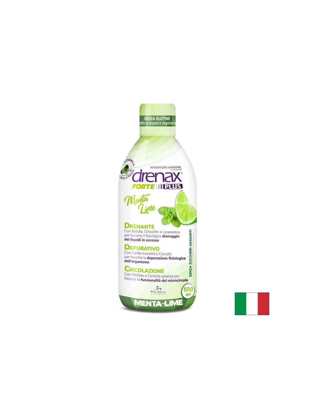 Vízhajtó méregtelenítő formula - Drenax - Drenax® fehér nyírfával, feketeribizlivel és édes lóherével, 500 ml, 16 adag, menta és lime ízzel
