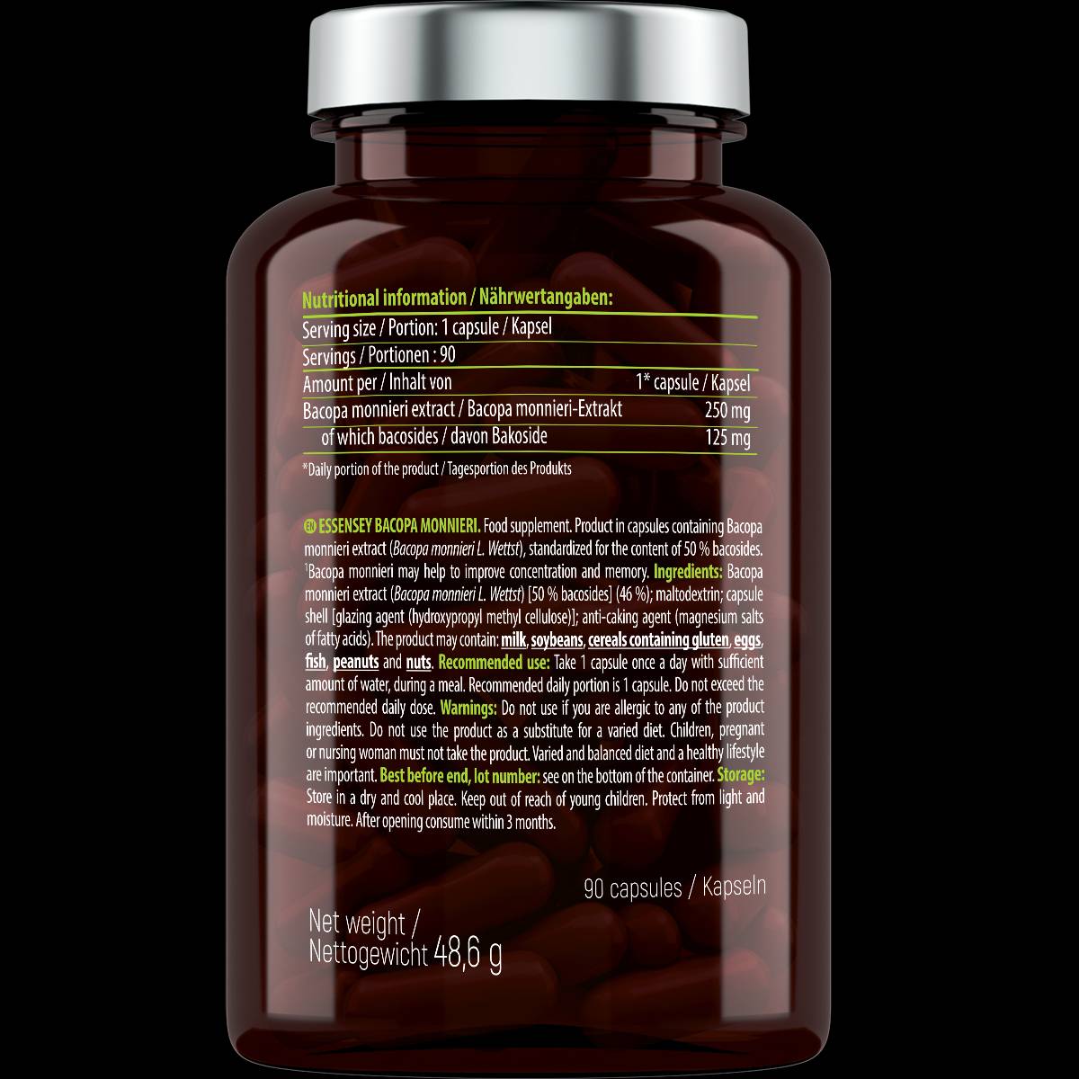 Bacopa Monnieri 250 mg - 90 capsules - Nutra Best Europe