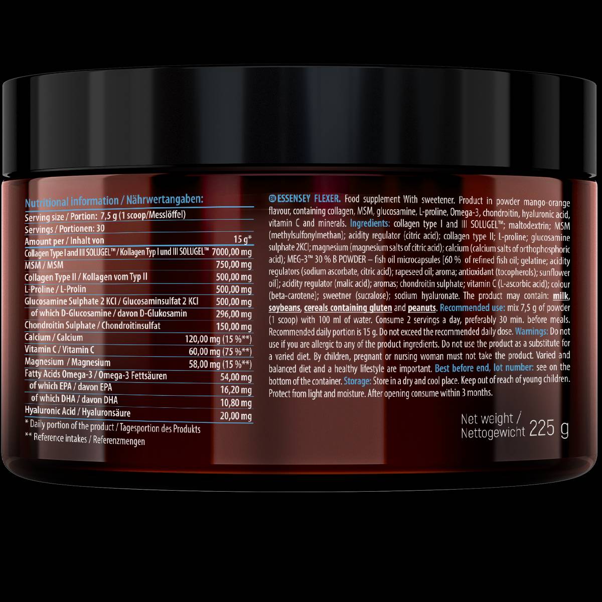 FLEXER | with 7500 mg Collagen Type I, II and III - 225 grams - Nutra Best Europe