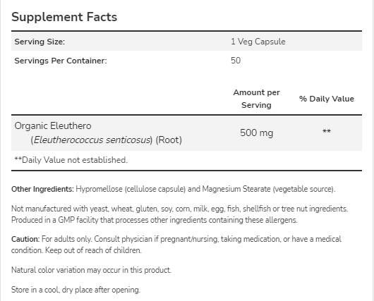 Eleuthero 500 mg | Szibériai ginzeng - 250 kapszula