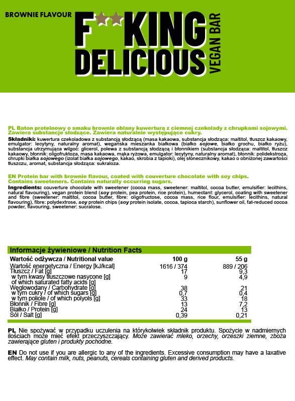 F**KING Delicious vegán szelet - 55 gramm