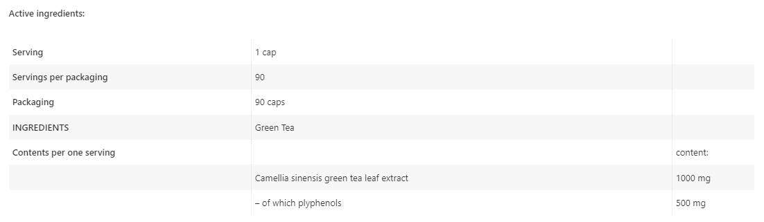 Green Tea 1000 mg - 90 capsules - Nutra Best Europe