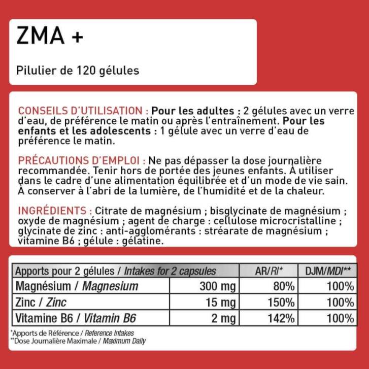 ZMA + | Zinc + Magnesium + B6 - 120 capsules - Nutra Best Europe