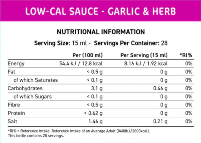 Fit Cuisine alacsony kalóriatartalmú szósz | Fokhagyma & Gyógynövény - 425 ml