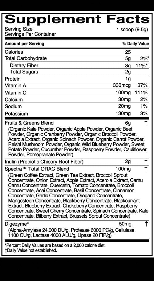 Gyümölcsök & Greens | Tápanyagban gazdag szuperélelmiszer antioxidánsokkal - 285 gramm