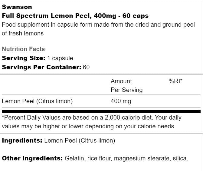 Full Spectrum Lemon Peel 400 mg 60 kapszula