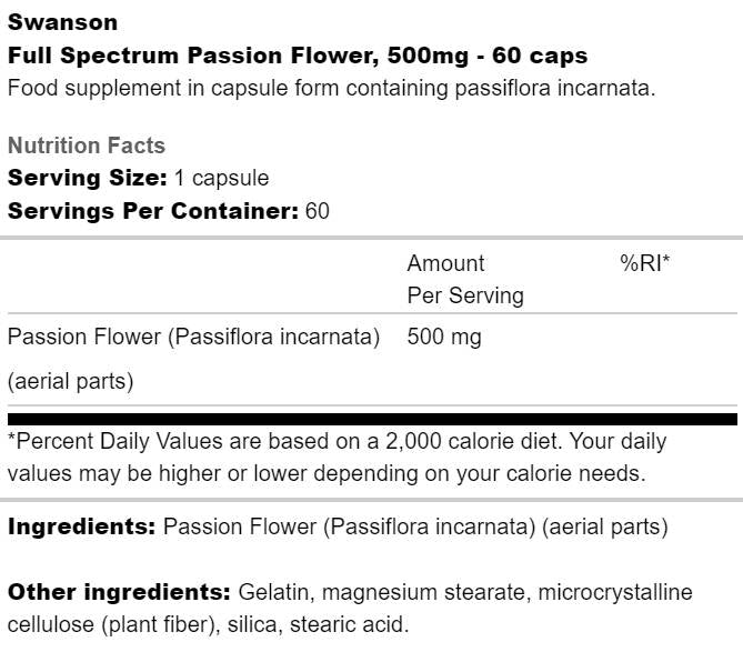 Full Spectrum Passion Flower 500 mg 60 kapszula