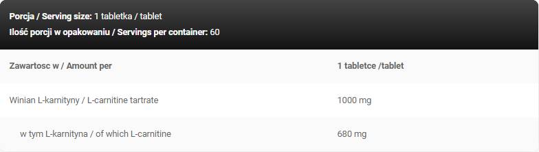 Gold Line / L-Carnitine 1000 - 60 Tablets - Nutra Best Europe