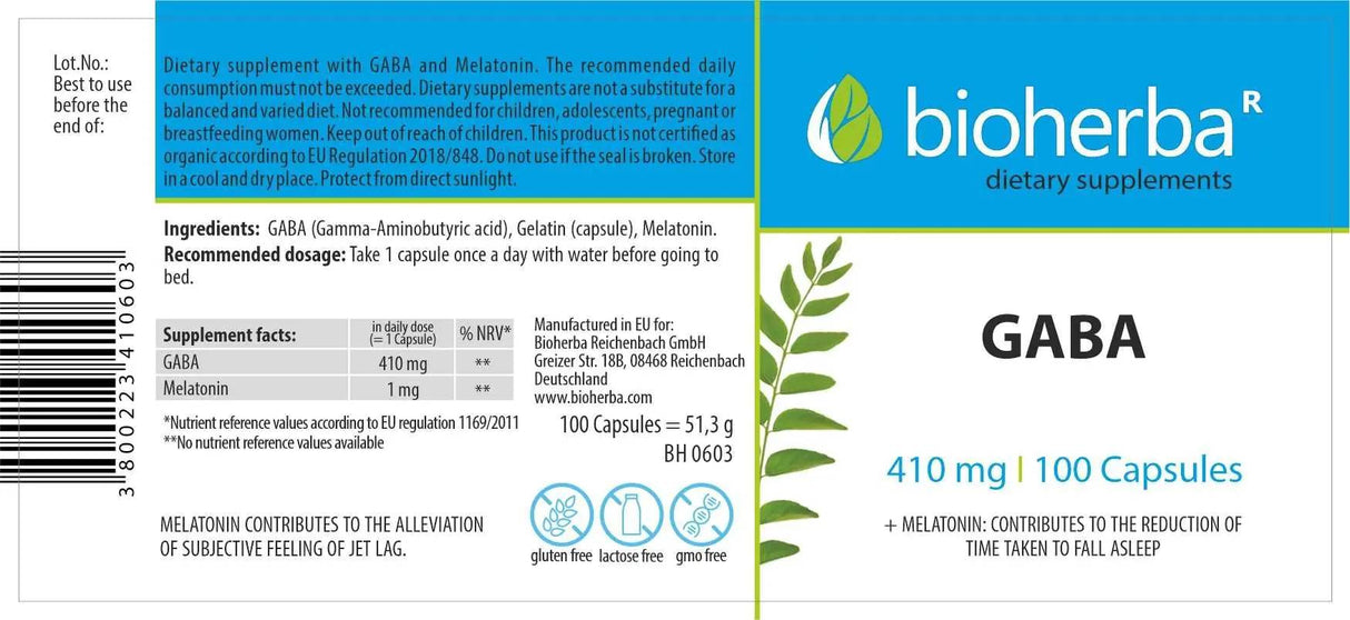 GABA 410 mg | + Melatonin 1 mg - 100 kapszula