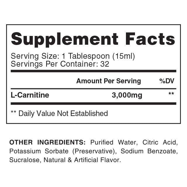 Liquid Carnitine 3000 | 2x Concentration - Maximum Strength - 480 ml - Nutra Best Europe