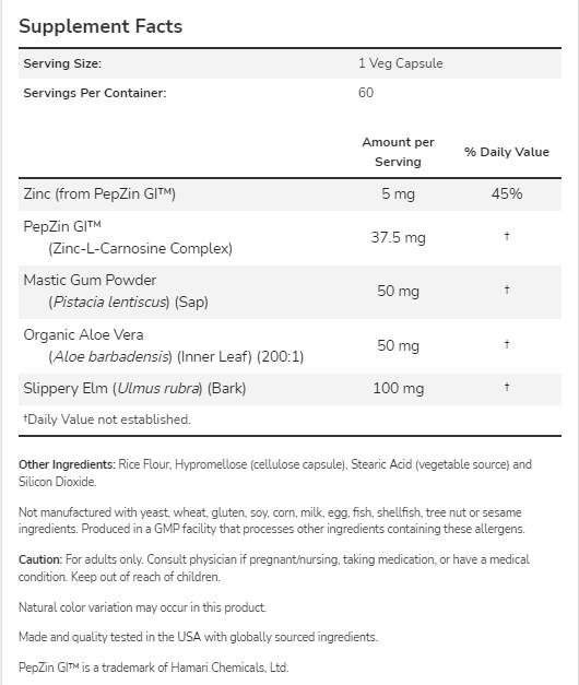 Gastro Comfort™ PepZin GI™-vel - 60 kapszula