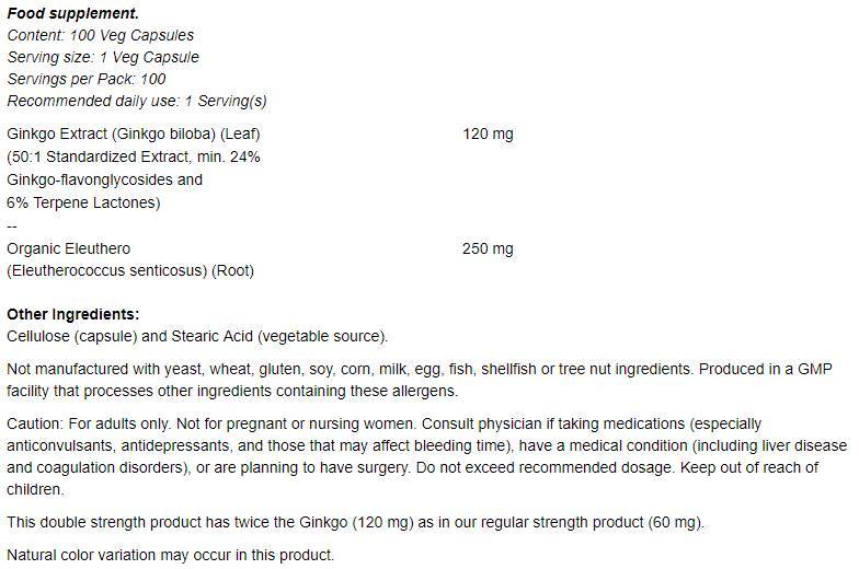 Ginkgo Biloba 120 mg/Double Strength - 200 kapszula