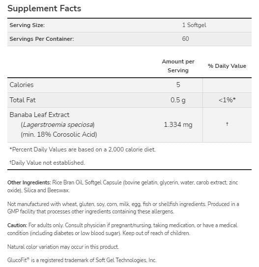 GlucoFit® | Banaba levél kivonat - 60 gél kapszula