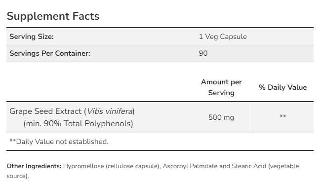 Szőlőmag kivonat 500 mg Maximális Erősség - 90 kapszula