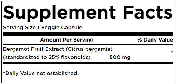 Bergamot Extract 500 mg - 30 capsules - Nutra Best Europe
