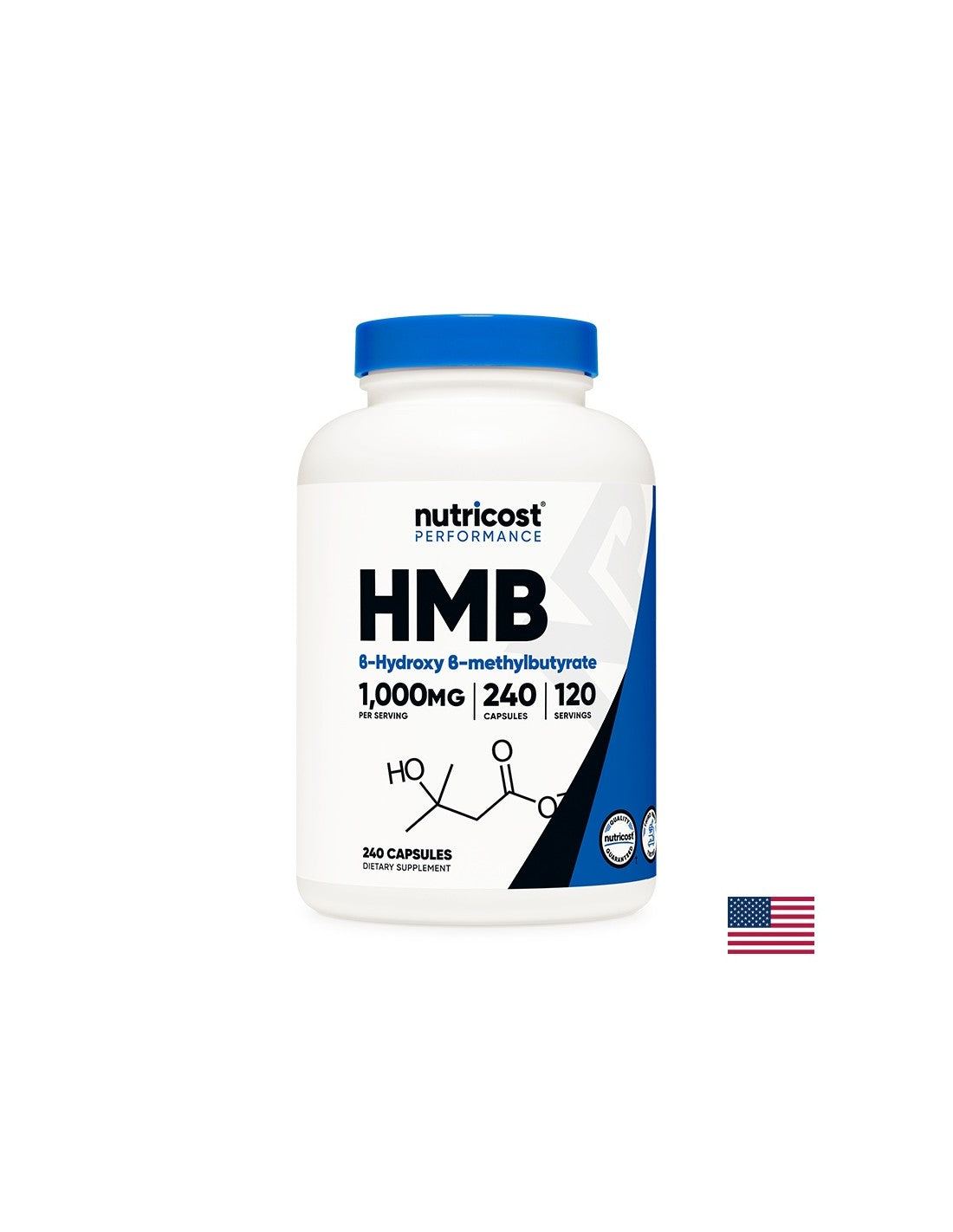 Aktív sportokhoz - HMB (béta-hidroxi-béta-metilbutirát), 500 mg/240 kapszula, 120 adag <tc>Nutricost</tc>