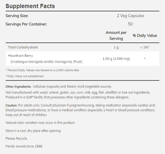 Hawthorn Berry 540 mg - 100 kapszula