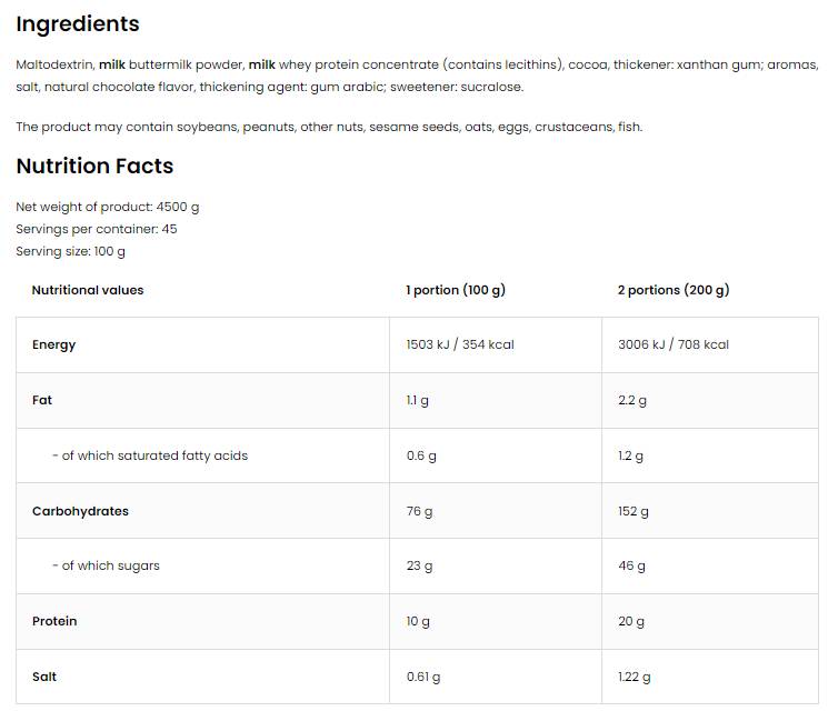 GainLicious / Rapid Mass Gainer 4500 grams - Nutra Best Europe