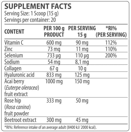 Collagen Complex | with Hyaluronic Acid & Acai Berry - 300 grams - Nutra Best Europe