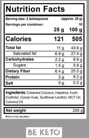 Keto krém | Mogyoró + MCT - 250 gramm