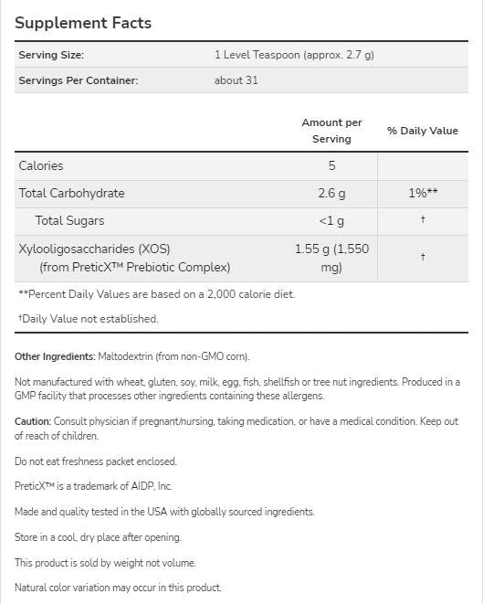 Prebiotic Bifido Boost Powder | Xylooligosaccharides - 85 grams - Nutra Best Europe