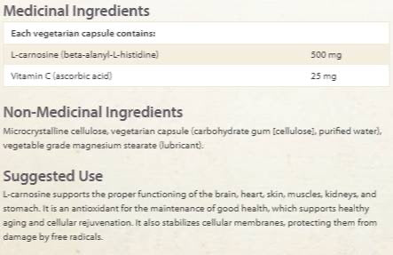 L-karnozin/ L-karnozin 500 mg x 60 kapszula <tc>Natural Factors</tc>