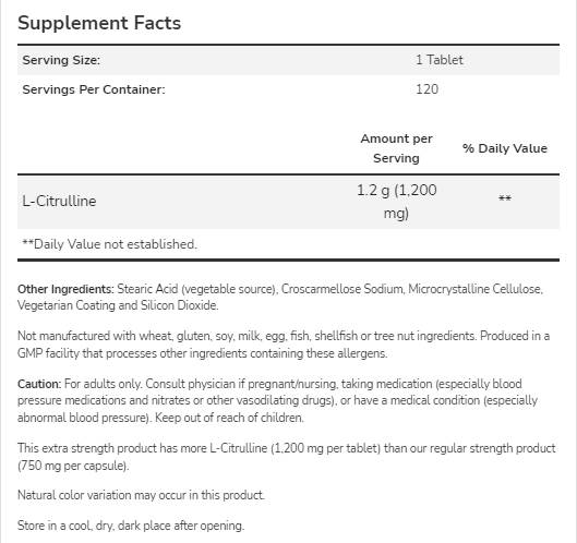 L-citrulin 1200 mg | Extra erősség - 120 tabletta
