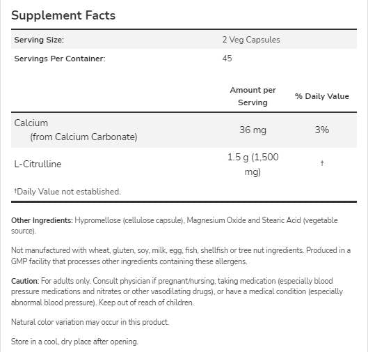 L-citrulin 750 mg - 90 kapszula