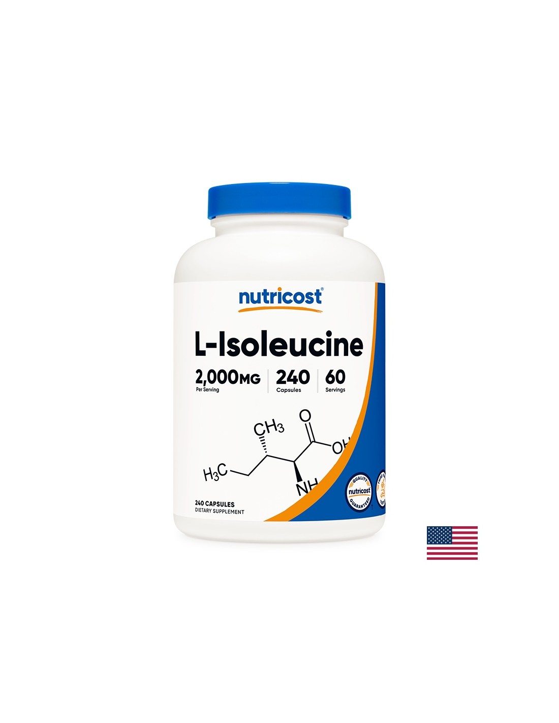 Izomtömeg és állóképesség - L-izoleucin, 500 mg x 240 kapszula <tc>Nutricost</tc>