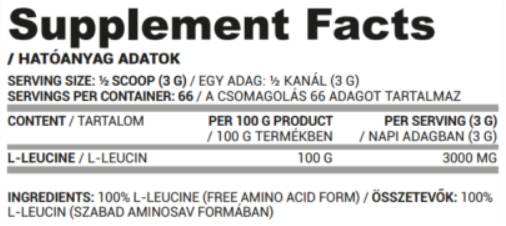 L-leucin por | 100% tiszta leucin - 200 gramm