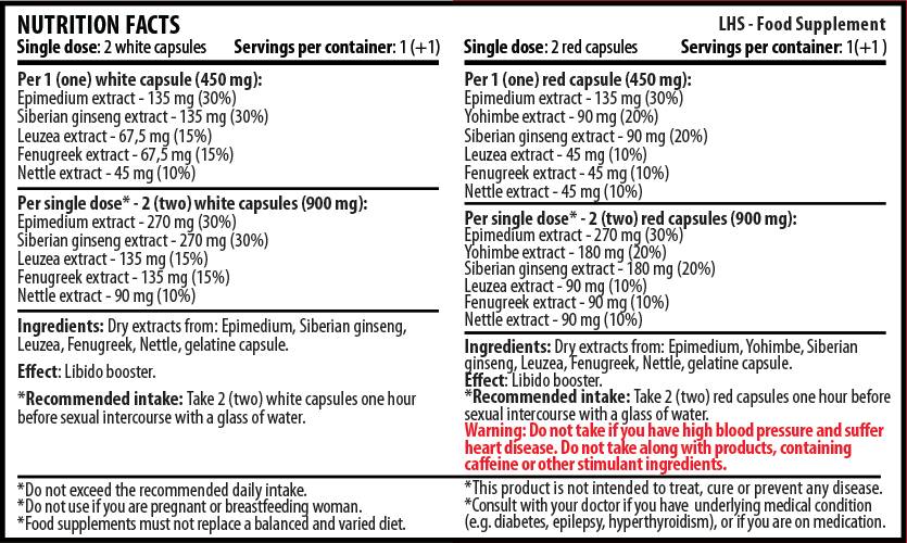 LHS (Long, Hard and Strong Sex) 4 capsules - Nutra Best Europe