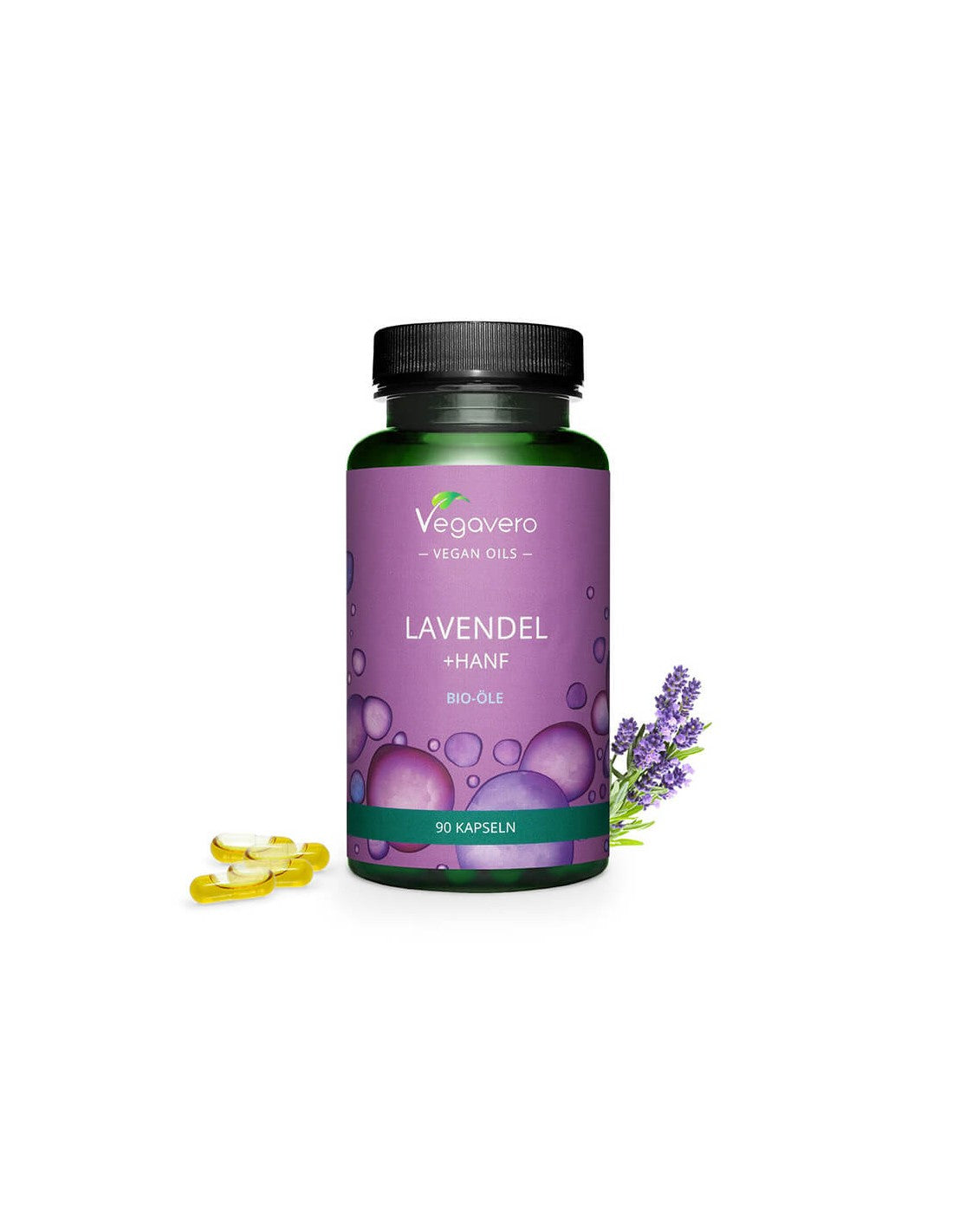 Lavendel + Hanf Bio-öle - Bio levendula és kender olaj, 90 kapszula <tc>Vegavero</tc>