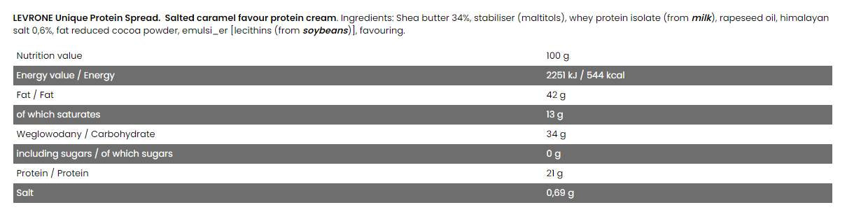 Levro Unique/Protein Spread/Különféle ízek - 500 gramm