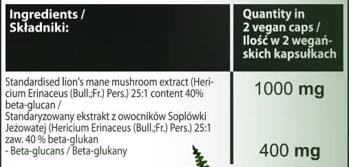Oroszlánsörény | 40% béta-glükán - 60 kapszula