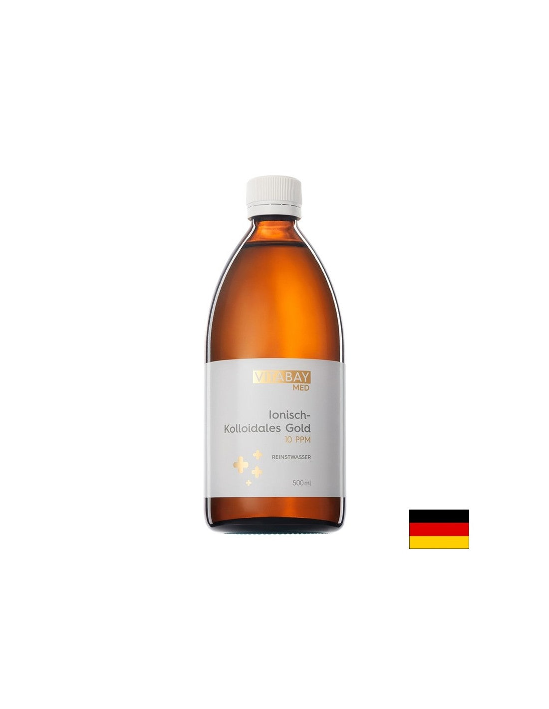 MED Kolloidales Gold - Kolloid arany 10 PPM - magas koncentrációjú (99,99%-os tisztaságú), 500 ml <tc>Vitabay</tc>