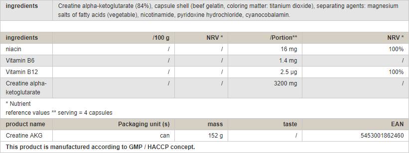 Creatine AKG - 160 capsules - Nutra Best Europe