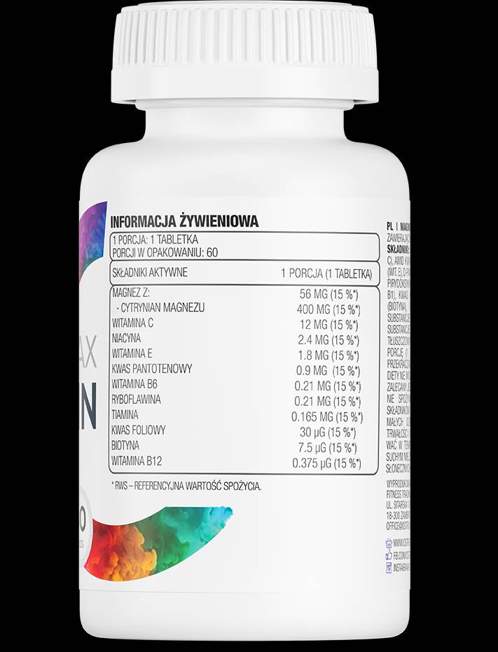 Magnez MAX + Vitamin 60 Tablets - Nutra Best Europe