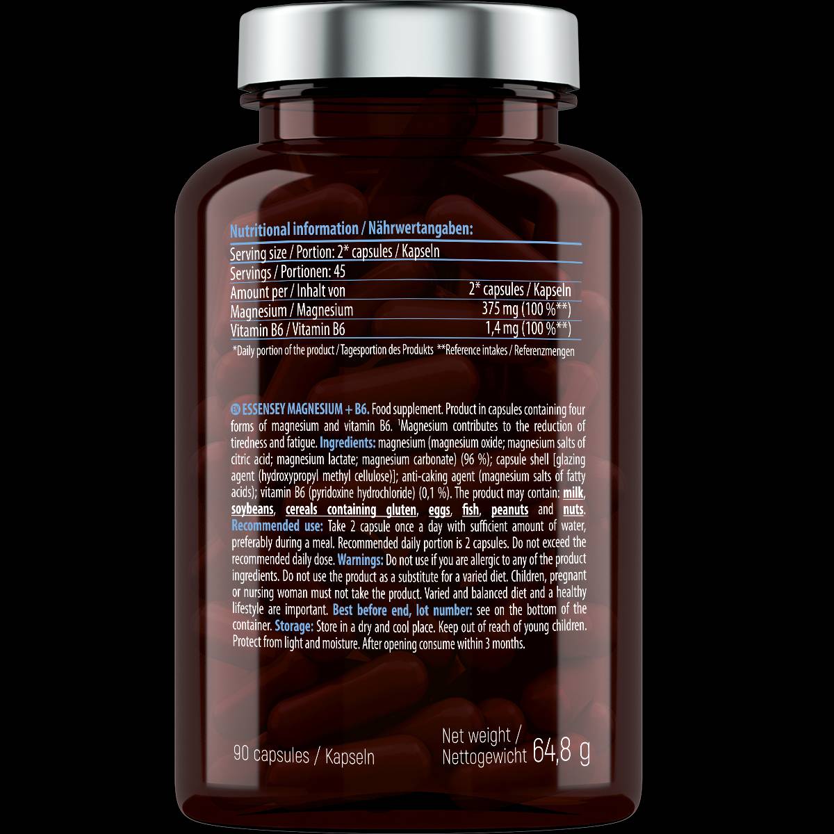 Magnézium 187,5 mg + B6 - 90 kapszula