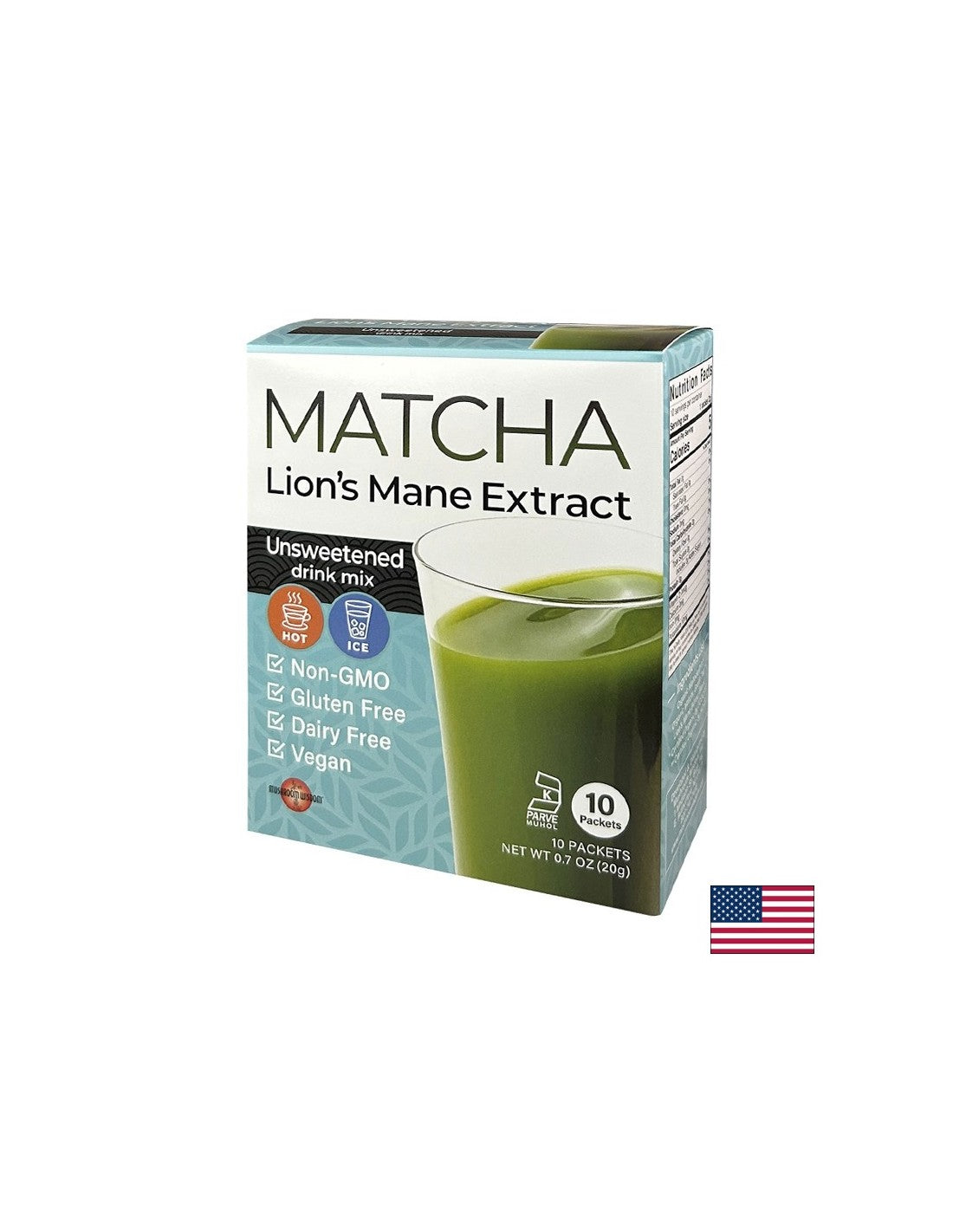 Matcha Oroszlánsörény kivonattal - szuperfókusz - Energianövelő és koncentráció - Instant ital, 10 tasak