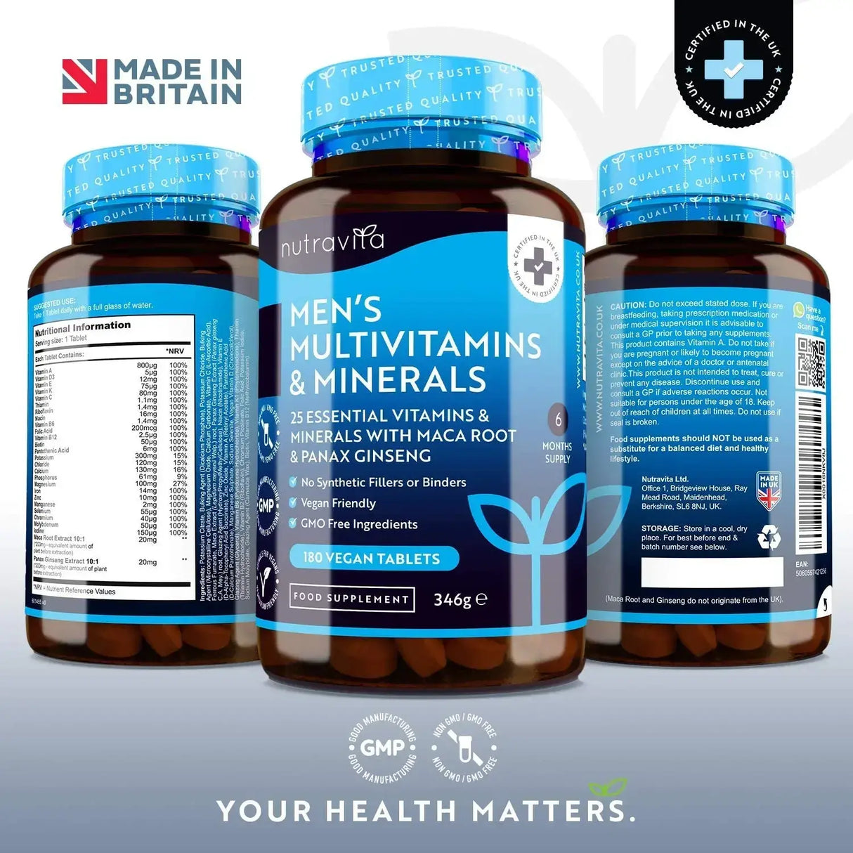 Férfi multivitaminok és ásványi anyagok 180 vegán tabletta