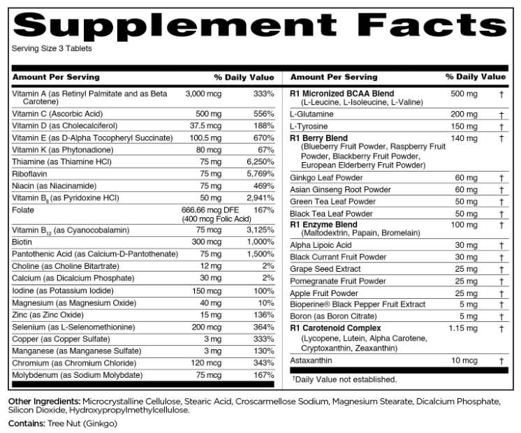 Férfi Train Daily Multivitamin | 50+ Hozzávalók - 90 tabletta